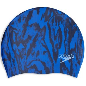 Speedo long hair cap printed tmavo modrá